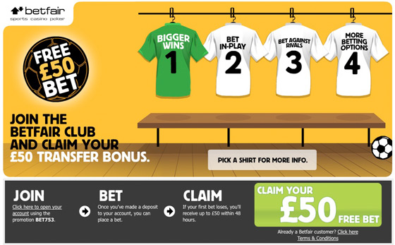 Free £50 from Betfair